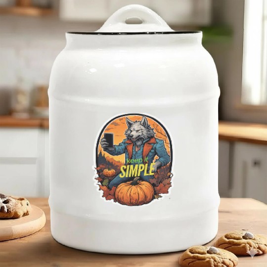 Werewolf Selfie: Pumpkin Patch Edition Unique T-Sh Ceramic Cookie Jars
