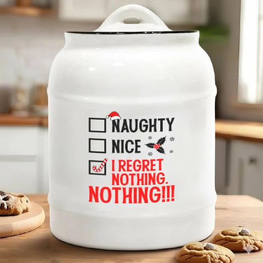 Naughty, Nice, No Regrets Christmas Ceramic Cookie Jars