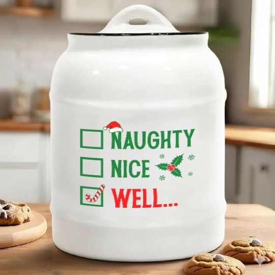 Naughty or Nice Funny Christmas Ceramic Cookie Jars