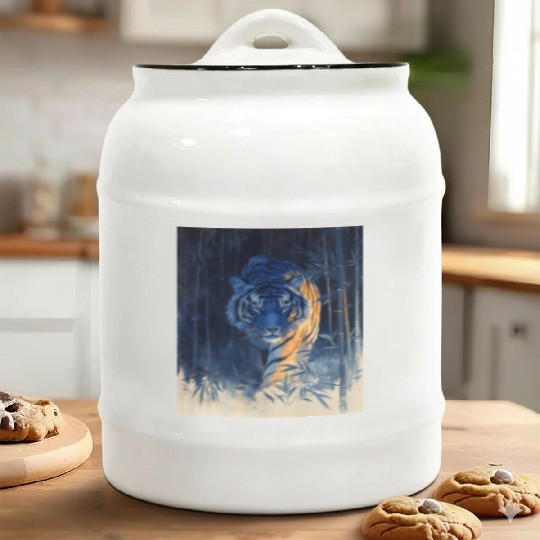 Majestic Tiger in the Bamboo Forest Ceramic Cookie Jars