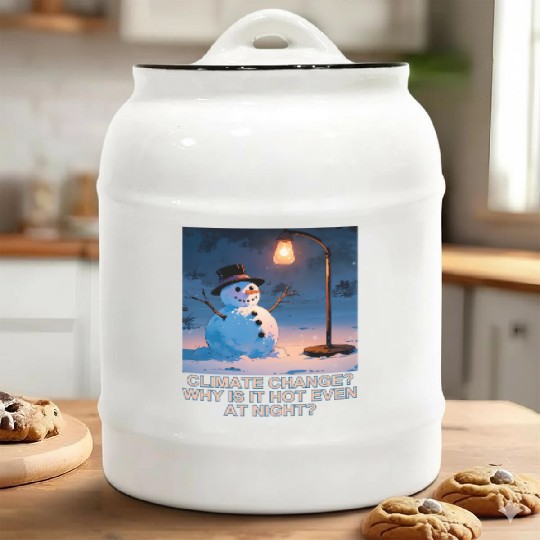 Frosty Snowman Under Street Lights Christmas Ceramic Cookie Jars