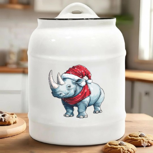 Rhinos Christmas Ceramic Cookie Jars