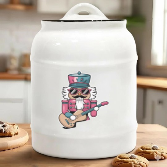Nutcracker Playing Guitar Ceramic Cookie Jars