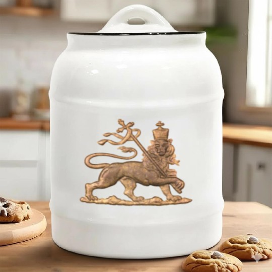 lion of judah goldbronze rasta reggae roots wear Ceramic Cookie Jars