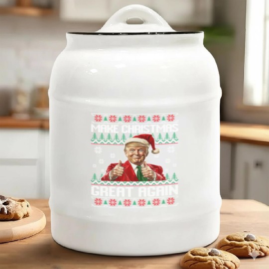Make Christmas Great Again Xmas Funny Trump Ceramic Cookie Jars