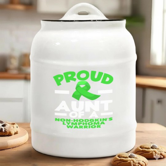 Non-Hodgkin Lymphoma Awareness Proud Aunt Ceramic Cookie Jars
