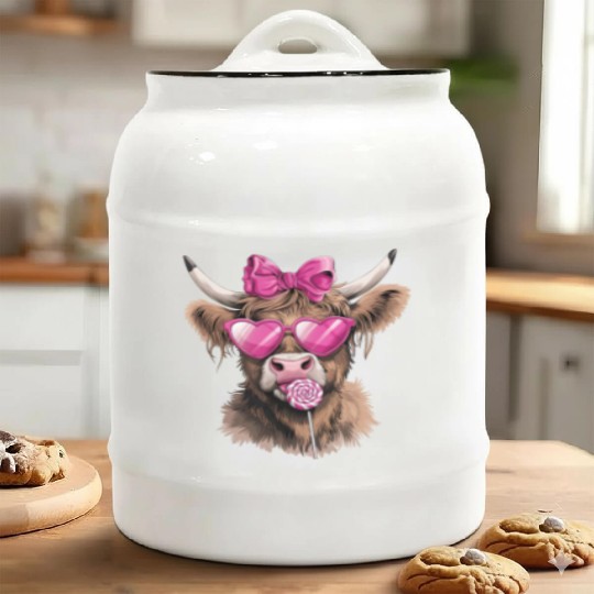 Highland Cow Valentines, Valentines Day, Retro Ceramic Cookie Jars