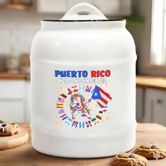 Hispanic Heritage Month Puerto Rico Kids Ceramic Cookie Jars