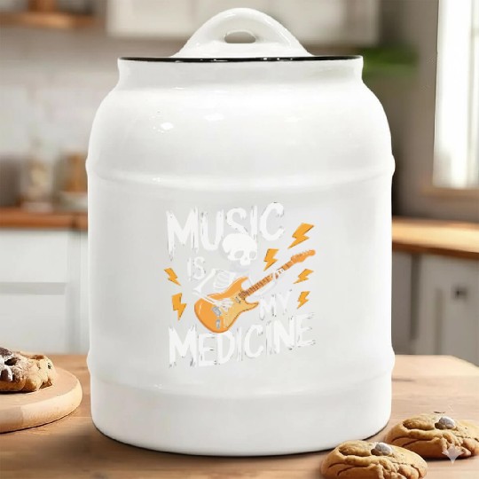 Skeleton Guitar Player Bones Guitarist Musician Ceramic Cookie Jars