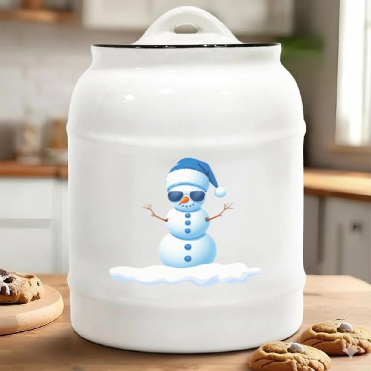 Cute Little Cool Snowman Ceramic Cookie Jars