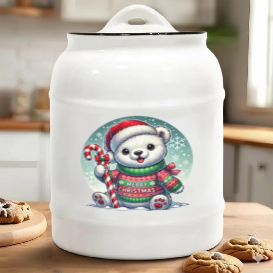 Polar Bear Christmas Sweater - Christmas Gifts Ceramic Cookie Jars