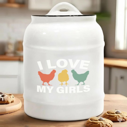 I Love My Girls Funny Farm Bird Animal Farmer Ceramic Cookie Jars