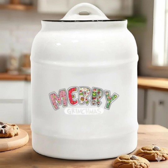 Merry Grin Happy Christmas Ceramic Cookie Jars