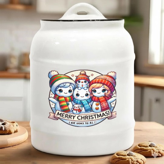 Cute Snowman Family Christmas Delight Ceramic Cookie Jars