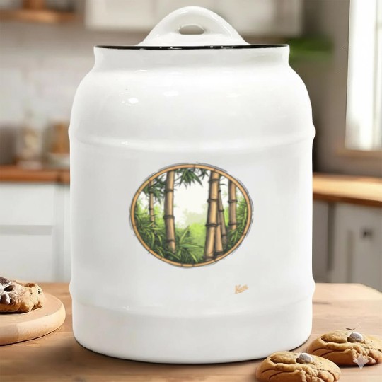 Serene Bamboo Forest Ceramic Cookie Jars