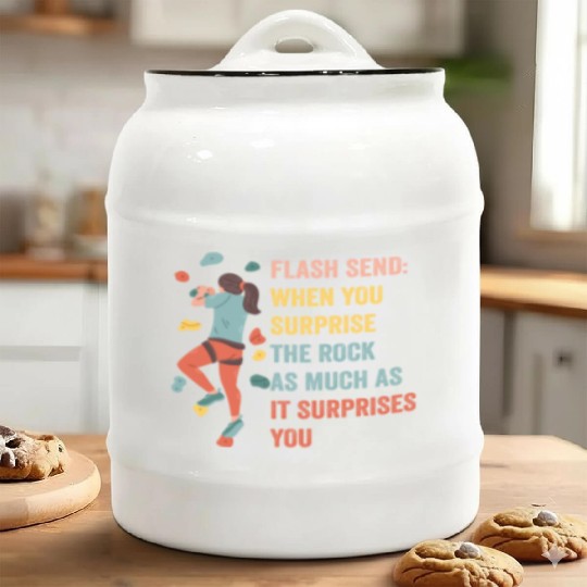 Boulderer Flash Send Bouldering Ceramic Cookie Jars