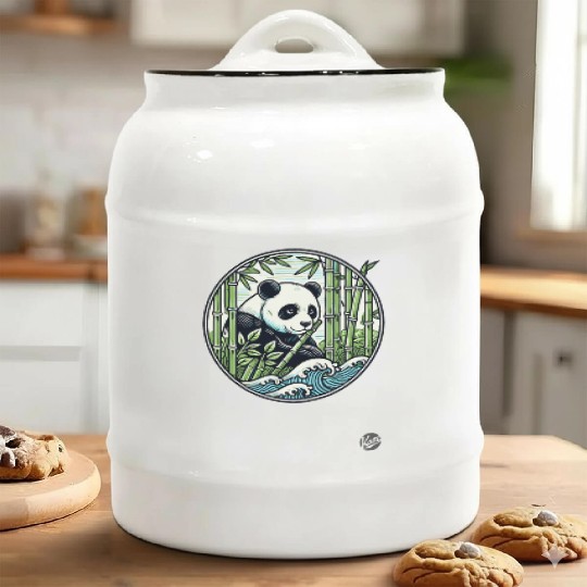Panda in Bamboo Forest Ceramic Cookie Jars