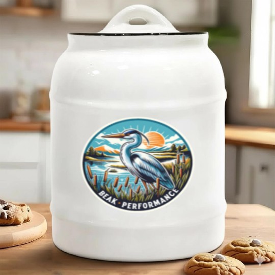Great Blue Heron Beak Performance Retro Ceramic Cookie Jars