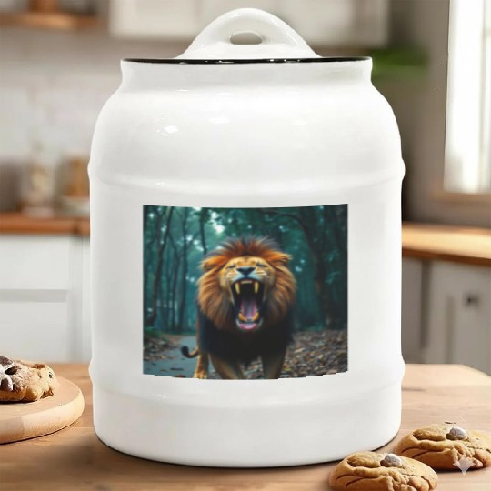 Angry lion Ceramic Cookie Jars