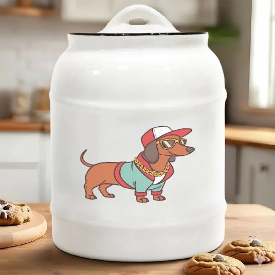 Hip Hop Dachshund Music Dachshund Song Singing Ceramic Cookie Jars