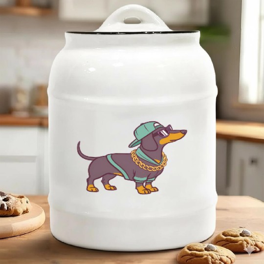 Hip Hop Dachshund Music Singing Dachshund Song Ceramic Cookie Jars
