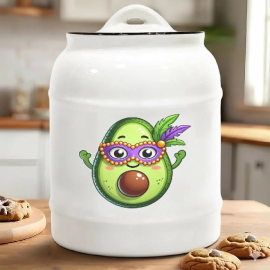 Mardi Gras Avocado Sweet Vegetarian Cartoon Ceramic Cookie Jars