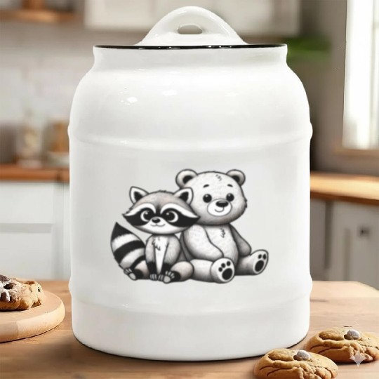 Raccoon & Bear Friendship - Snuggly Companions Ceramic Cookie Jars