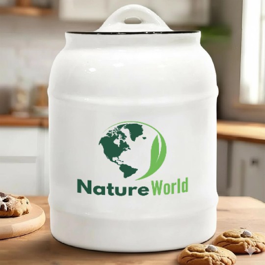 Green Minimalist Nature World Ceramic Cookie Jars