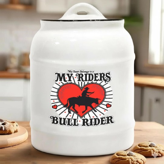 My Heart Belongs To A Bull Rider Romantic Ceramic Cookie Jars
