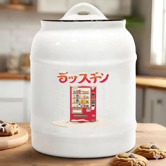 Japanese Retro Vintage Vending Machine in the Snow Ceramic Cookie Jars