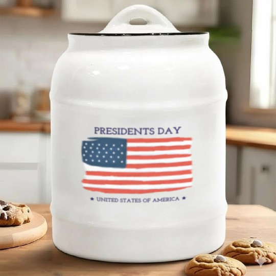 US flag.Presidents Day Ceramic Cookie Jars