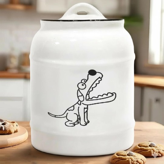 Dog Big Mouth Snout Hunger Looks Up Greedy Eating Ceramic Cookie Jars