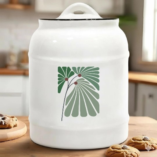 Green Flower Ceramic Cookie Jars
