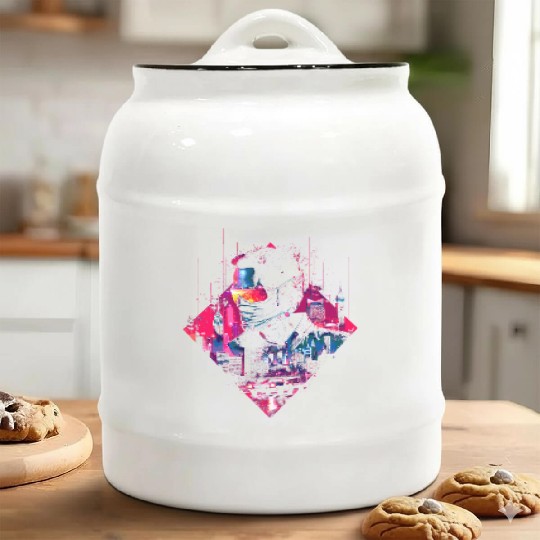 Retro Car Man Vaporwave City Synthwave 90s Ceramic Cookie Jars
