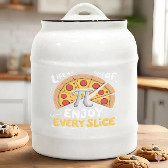 Happy Pi Day Life is Piece Of Pizza Pie Foodie Ceramic Cookie Jars