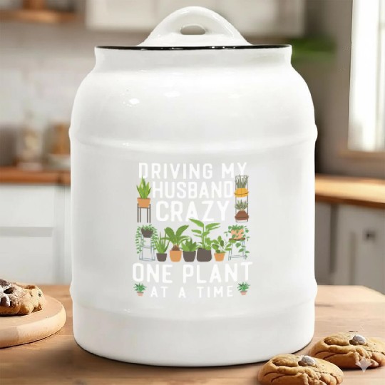 Plant Lover Gardening Husband Wife Ceramic Cookie Jars