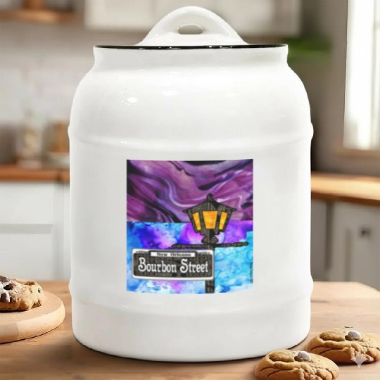 Purple Bourbon Street Lamp Post Ceramic Cookie Jars