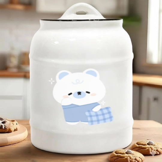 Sleepy Polar Bear Ceramic Cookie Jars