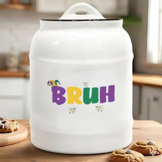 Bruh Mardi Gras Teens Boys Kids Mardi Gras Bruhbru Ceramic Cookie Jars