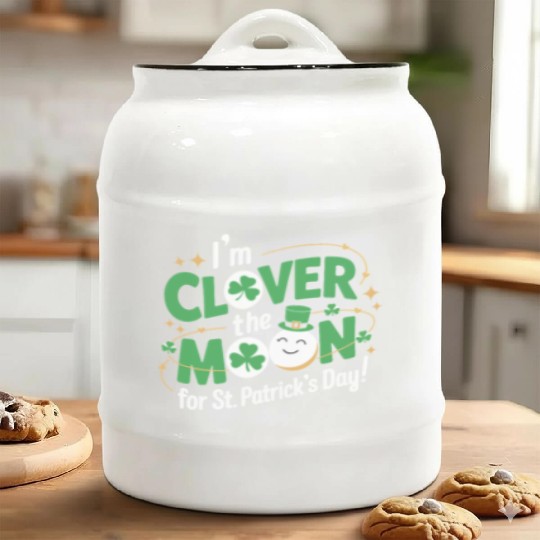 Funny I’m clover the moon for St.Patrick’s day Ceramic Cookie Jars