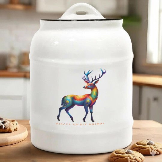 Pisces Spirit Animal Deer Alebrije Ceramic Cookie Jars