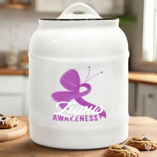 Lupus Awareness Butterfly Embrace Ceramic Cookie Jars