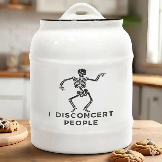 "I Disconcert People" Dancing Skeleton Ceramic Cookie Jars