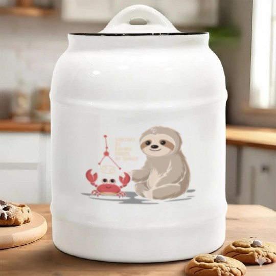 Cancer Zodiac Sloth: Nurture by Nature, Fierce by Ceramic Cookie Jars