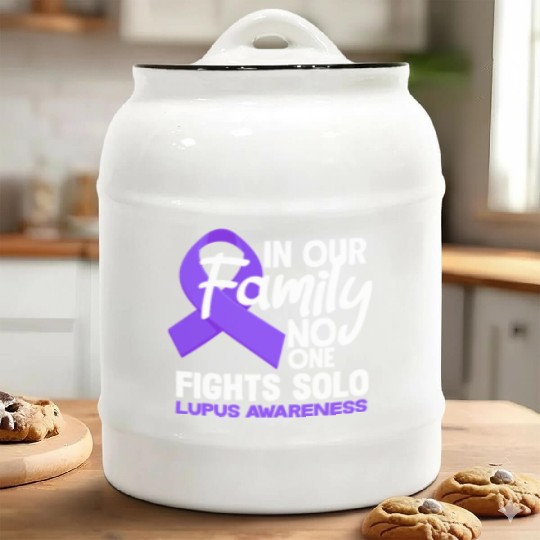 In Our Family No One Fights Solo Lupus Awareness Ceramic Cookie Jars