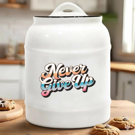Never Give Up Ceramic Cookie Jars