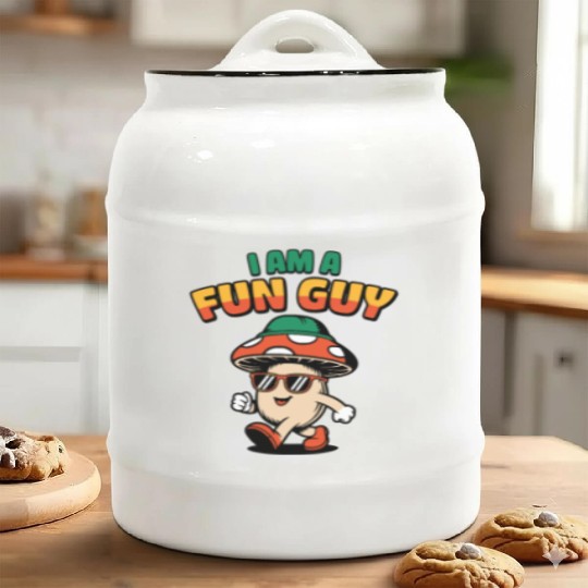 I am a Fun Guy Funny Fungi Pun Ceramic Cookie Jars