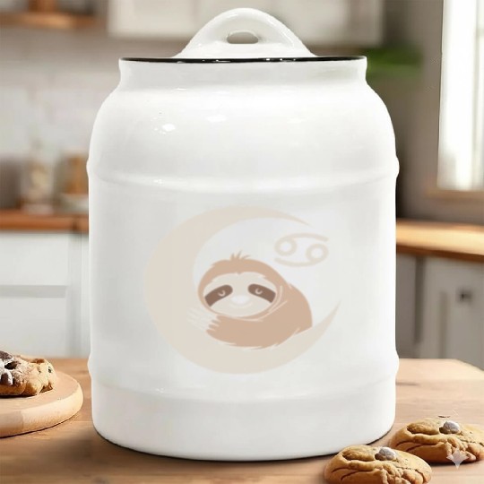 Cancer Zodiac Sloth Embrace the Calmness Ceramic Cookie Jars