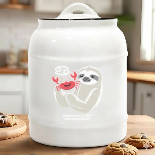Empathy Is My Superpower: Cancer Zodiac Sloth Ceramic Cookie Jars