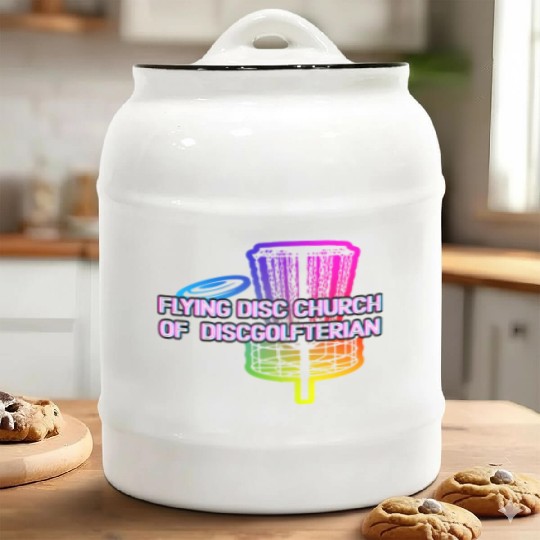 Flying Disc Church Funny Disc Golf Humor Golfer Ceramic Cookie Jars